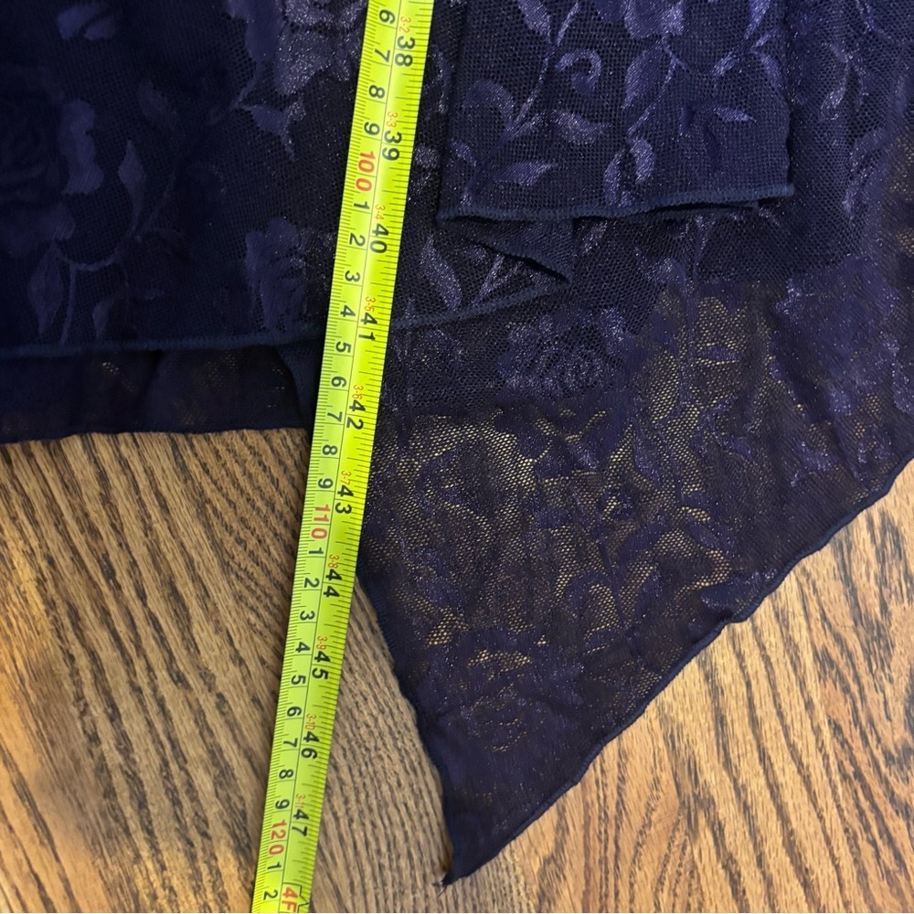 NEW Connected Apparel Dress Size 12 Midi Deep Purple Floral Lace Asymmetrical - Picture 16 of 16